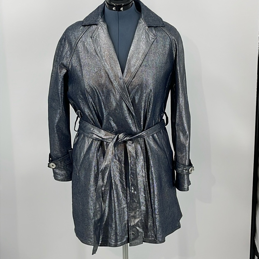 DENIM 24/7 WOMENS WRAP AROUND WITH BELT MEASURES XL SILVER- BLACK